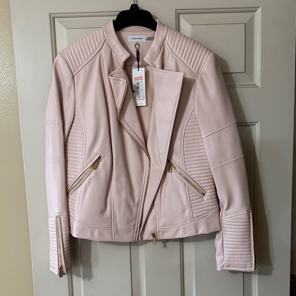Calvin Klein Women's Light Pink Leather Jacket